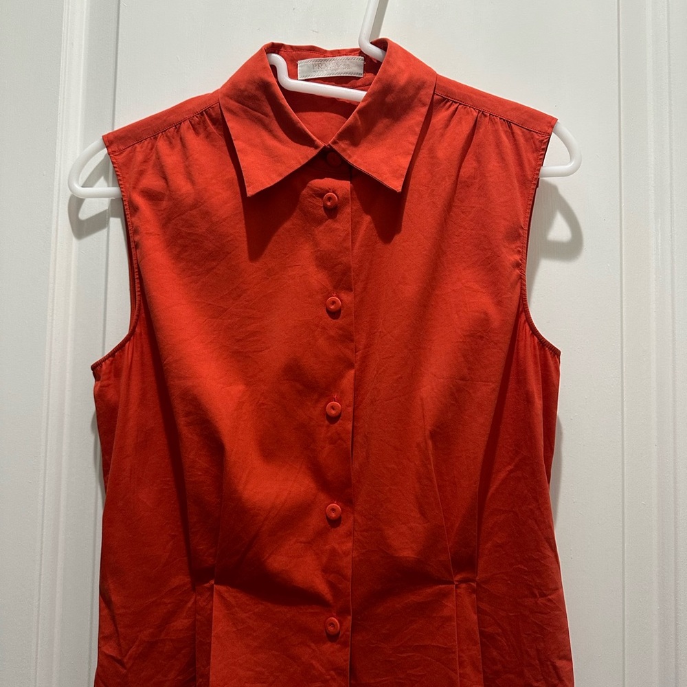 Prada Red Sleeveless Button-Down Shirt